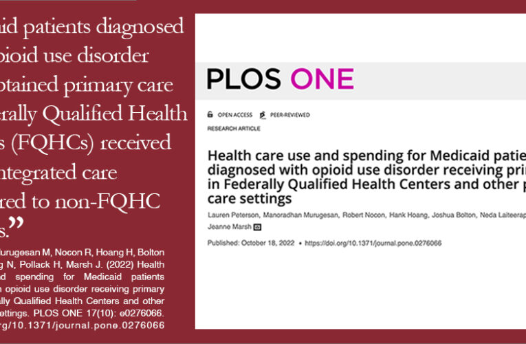 Health care use and spending for Medicaid patients diagnosed with opioid use disorder receiving primary care in Federally Qualified Health Centers and other primary care settings.
